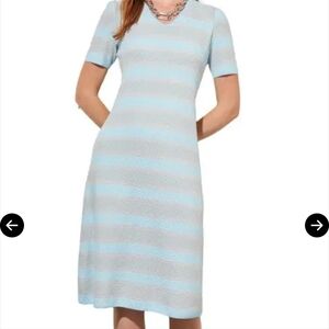 Ming Wang Striped Jacquard Midi T-Shirt Dress women's 2X blue gray‎ NWTs